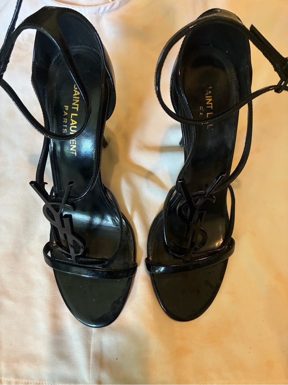 YSL Saint Laurent Cassandra Sandals  Heels 38 As is Repair needed